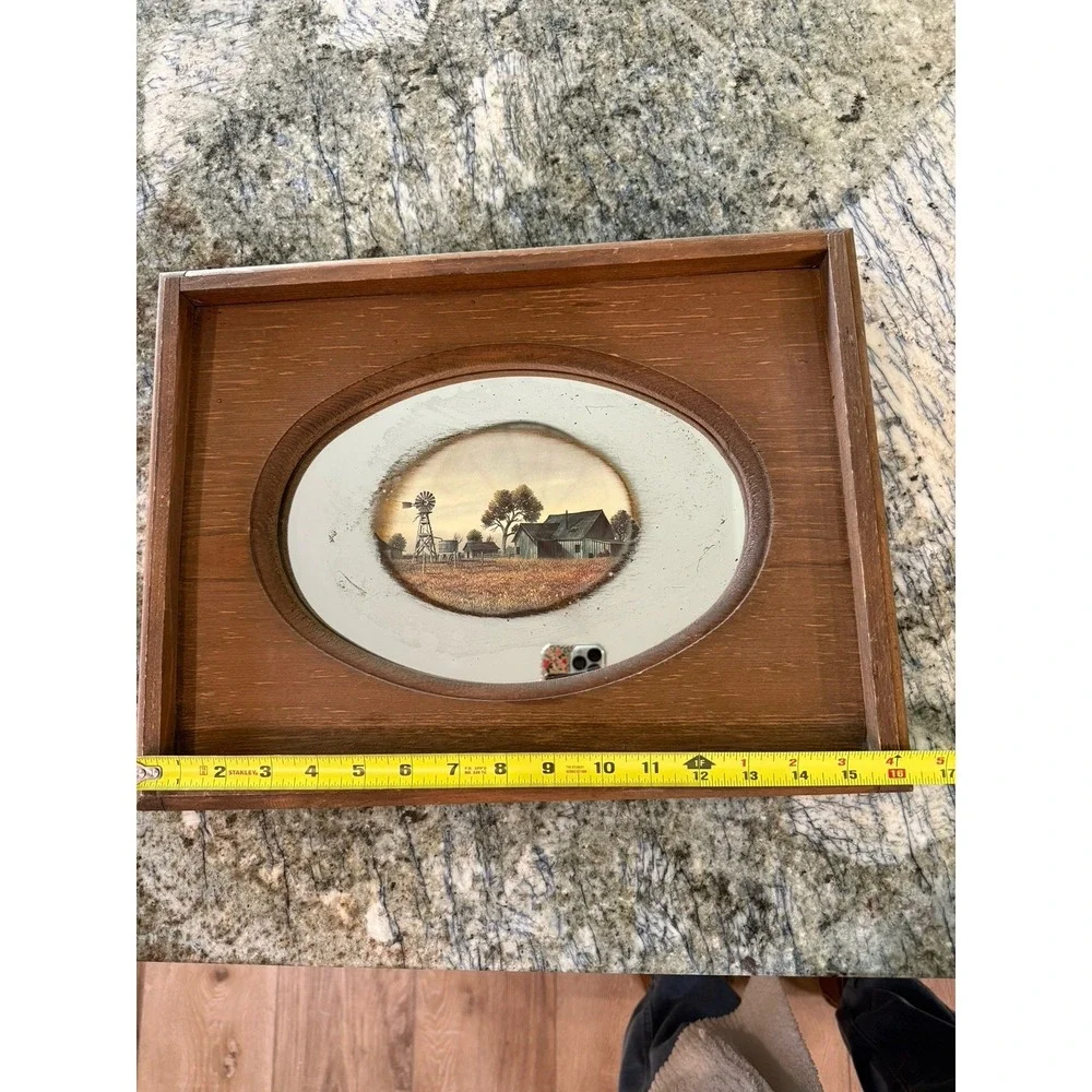 Vintage handcrafted pine mirror reflective art wall decoration Country Core